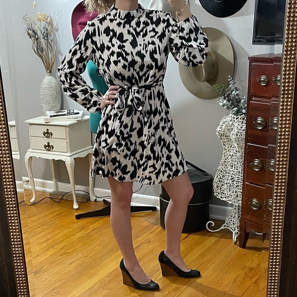 Leopard Print Long Sleeve Belted Midi Dress - Picture 12 of 12